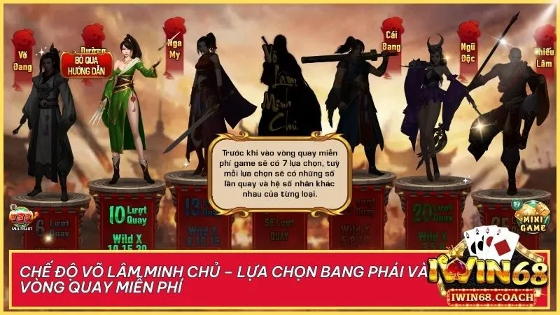 Chọn bang phái của bạn và tận hưởng cơ hội trúng thưởng lớn trong hành trình chinh phục Võ Lâm Minh Chủ!