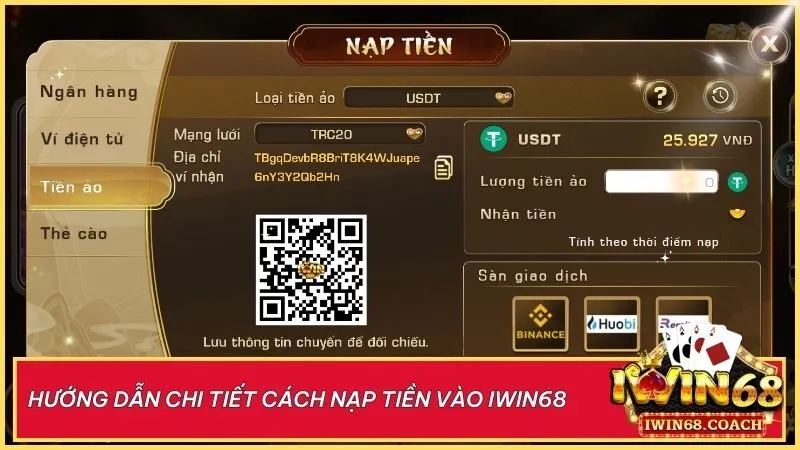Dễ dàng nạp tiền vào Iwin68 qua ngân hàng, ví điện tử, tiền ảo, thẻ cào hoặc Coin12 – nhanh chóng, tiện lợi và an toàn cho mọi người chơi