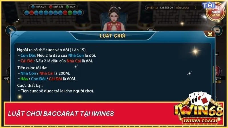 Hiểu rõ luật chơi baccarat tại Iwin68 để tận dụng tối đa cơ hội chiến thắng và trải nghiệm trò chơi một cách tự tin nhất