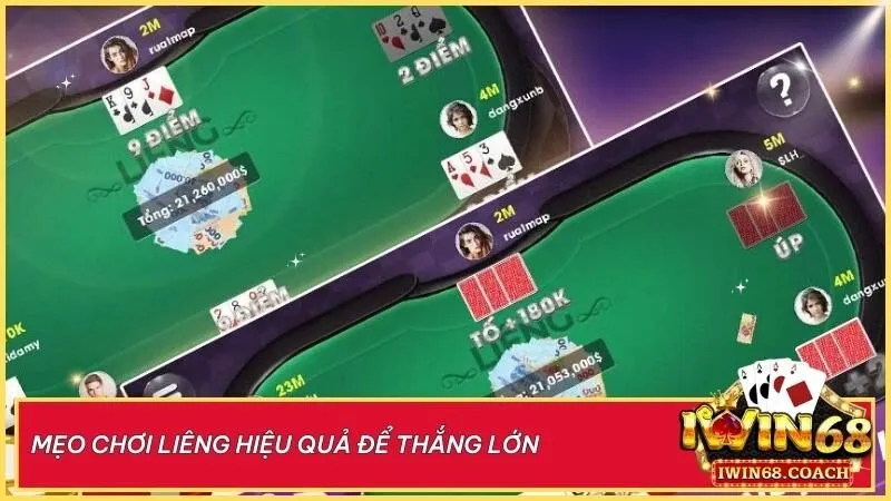 Chơi Liêng thắng lớn với mẹo quan sát đối thủ, bluff hợp lý, quản lý vốn hiệu quả và quyết đoán trong việc tố, theo hay bỏ bài