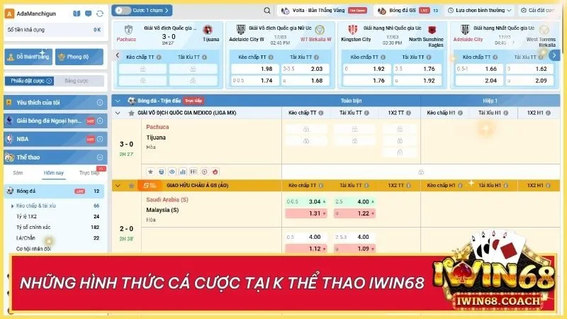 K thể thao tại Iwin68 mang đến trải nghiệm cá cược đỉnh cao 4 Tăng thêm phần kịch tính với cược xiên và cược theo hiệp tại Iwin68