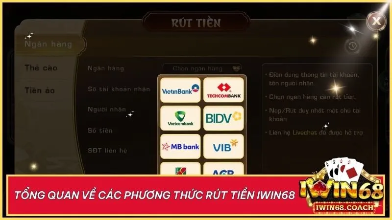 Rút tiền nhanh chóng với các lựa chọn hiện đại tại Iwin68