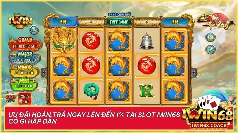 Hoàn trả ngay lên đến 1% tại slot Iwin68 - Ưu đãi cực hấp dẫn mỗi ngày 2 Không giới hạn hoàn trả, chỉ cần quay hũ là nhận ngay tại Iwin68