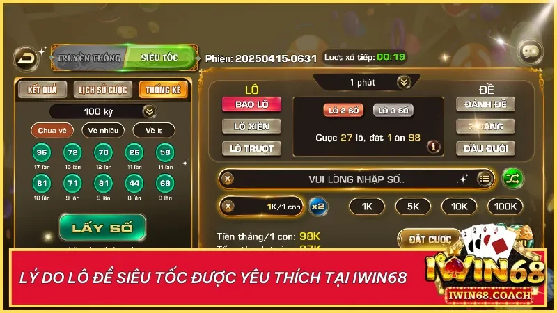 Lô đề siêu tốc hấp dẫn bởi tốc độ cực nhanh, giao diện tiện lợi và khả năng chơi mọi lúc mọi nơi.